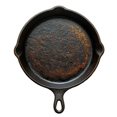 Cast iron skillet seasoned pan cooking surface rustic kitchen cookware on transparent background