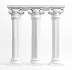 Obraz premium Three classic white columns with a decorative entablature