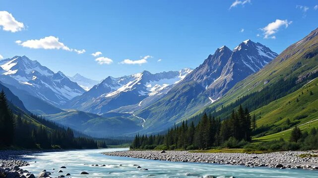 Mountain river valley landscape