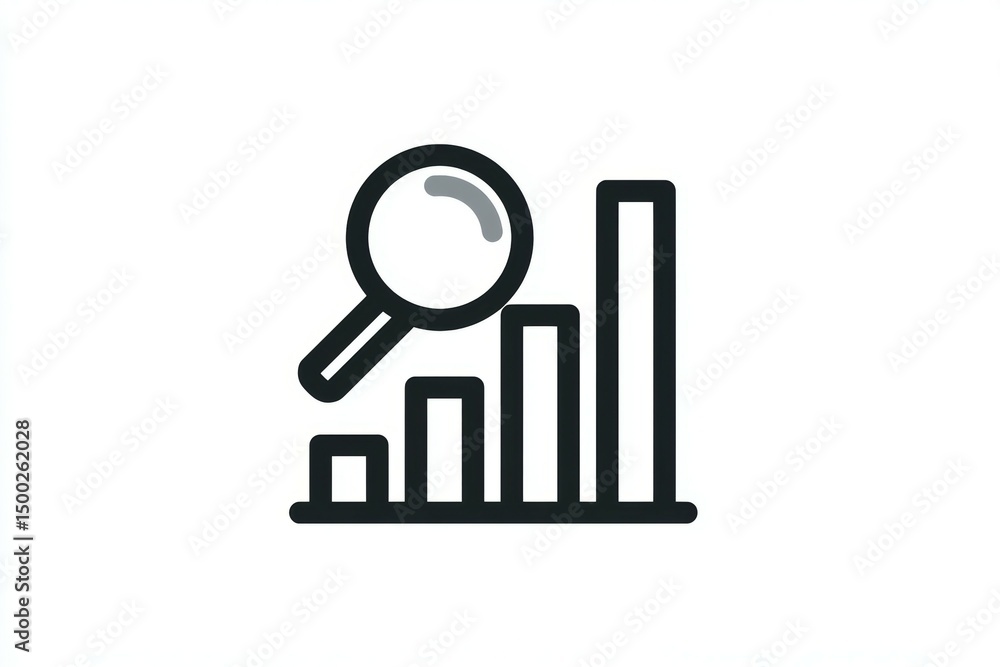 Aufkleber magnifying glass analyzing bar chart icon for data analysis and growth insight