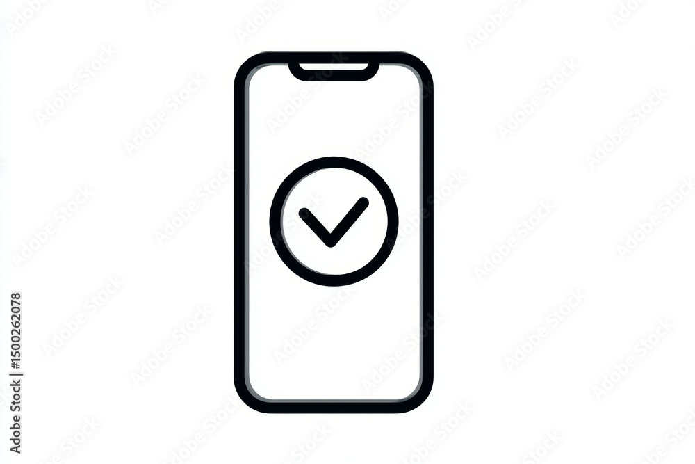 Poster minimalist smartphone with checkmark icon on screen
