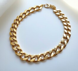 Gold chain necklace, chunky links, simple design