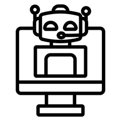 Naklejka premium AI-Powered Virtual Tutors Vector Line Icon Design