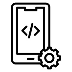 Mobile App Development Vector Line Icon Design