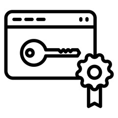 Software License Key Vector Line Icon Design