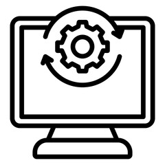 Software Update Alert Vector Line Icon Design