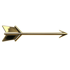 Sleek Arrow with a Mirror-Like Finish in Polished Gold Isolated on Transparent Background