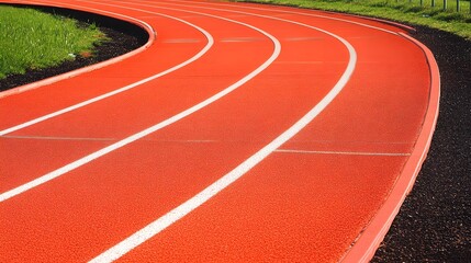 Running Track Curve Red Lane Lines Athletics Sport
