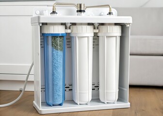 Modern Home Water Filtration System with Three Replacement Filters