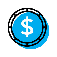 Dollar coin outline icon. Vector