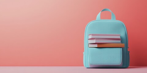 Light teal backpack with books (1)