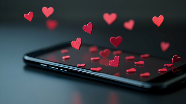 Cell phone with hearts floating o  34392 - Powered by Adobe