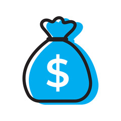 Money bag icon isolated. Vector