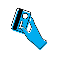 Hand holding credit card. Vector