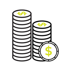 Coin stacks icon style. Vector
