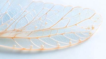 Closeup of Delicate Insect Wing Veins, Pale Blue Texture