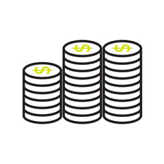 Three coin towers view. Vector