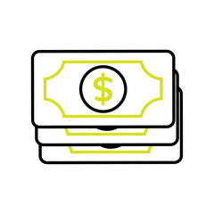 Dollar bill pack stack. Vector