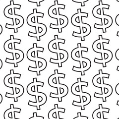 Dollar sign repeat outline. Vector