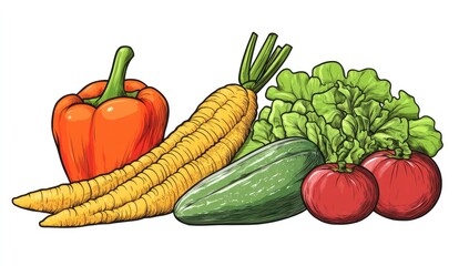 Colorful still life of fresh vegetables