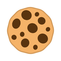 Chocolate Cookie biscuit icon. Delicious cookie - simple flat style. Bite of dessert, bread crumbs, chocolate sweetness. Eaten cookies symbol. Vector illustration isolated on white background EPS 10