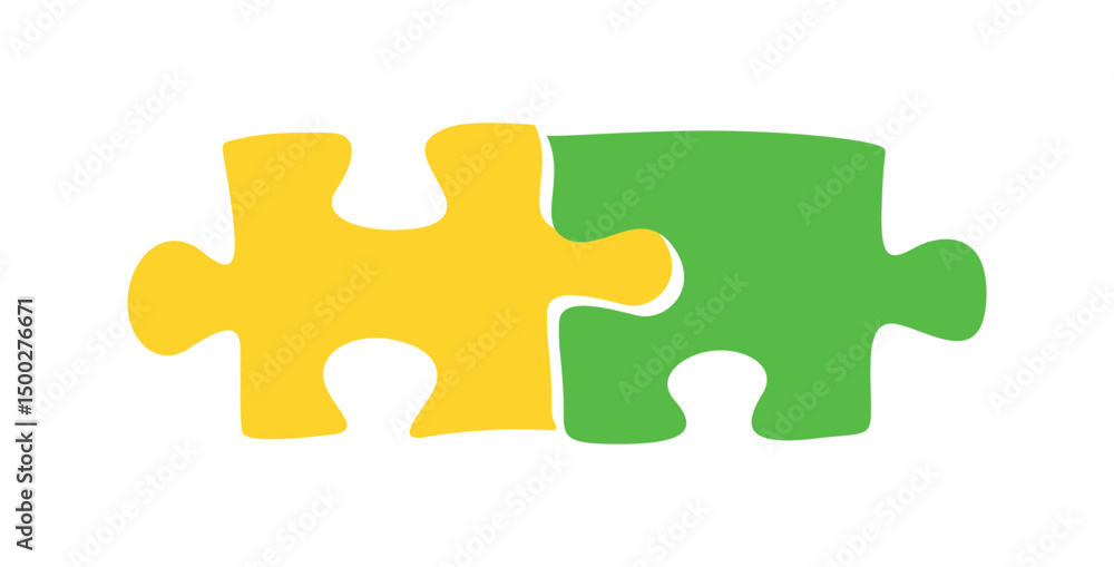Aufkleber Puzzle pieces silhouette for autism concept. Jigsaw game isolated on white background. Teamwork and problem solving symbol. Simple vector illustration