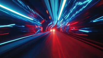Neon speed tunnel.  Dynamic night road