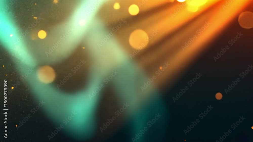 Poster vibrant abstract background with colorful light rays and bokeh effects, creating depth and movement 