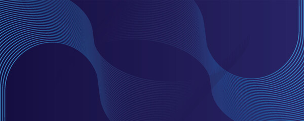 Abstract blue banner background with glowing circle lines. Geometric stripe line art design. Modern shiny blue lines.