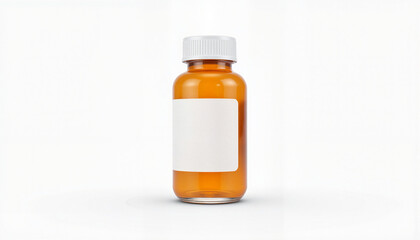 Fototapeta premium Brown prescription bottle on white background