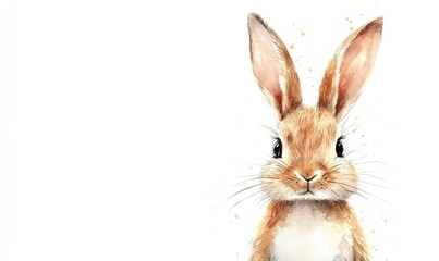 Obraz premium Watercolor kid rabbit doll, perfect for children, on white background. AI generated illustration.