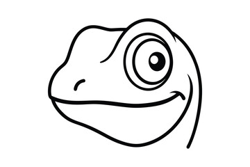 Cartoon lizard smiling happily in black and white