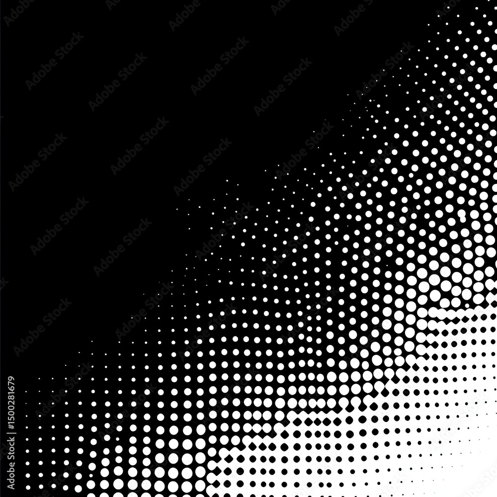 Aufkleber monochromatic halftone pattern, dots transitioning from black to white