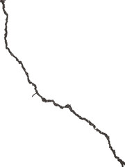 Dark rough crack in asphalt surface is isolated.