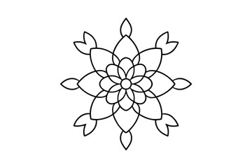 Detailed Line Art Mandala with Floral Symmetry