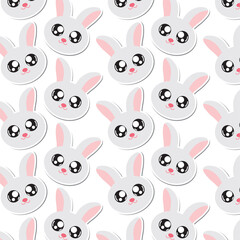 Cute bunny face pattern. Vector
