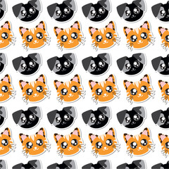 Fototapeta premium Dog and cat face mix. Vector