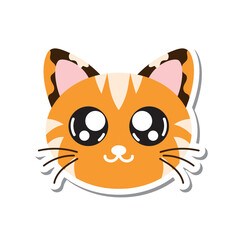 Cute orange kitten face. Vector