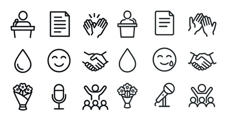 Obraz premium Business and communication line icons set – outline, linear, corporate symbols