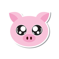 Pink piggy cartoon face. Vector
