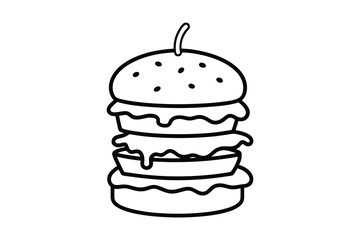 Detailed Black and White Burger Illustration