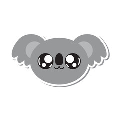 Gray cartoon koala head. Vector