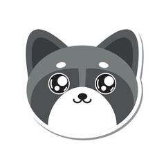 Cute gray raccoon face. Vector
