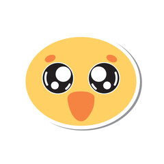 Yellow chick face cartoon. Vector