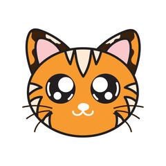 Cute orange kitten face. Vector