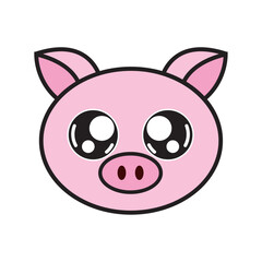 Pink piggy cartoon face. Vector