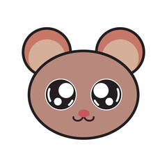 Cute brown mouse head. Vector