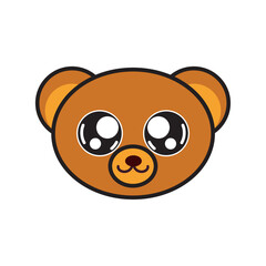 Adorable bear cartoon head. Vector