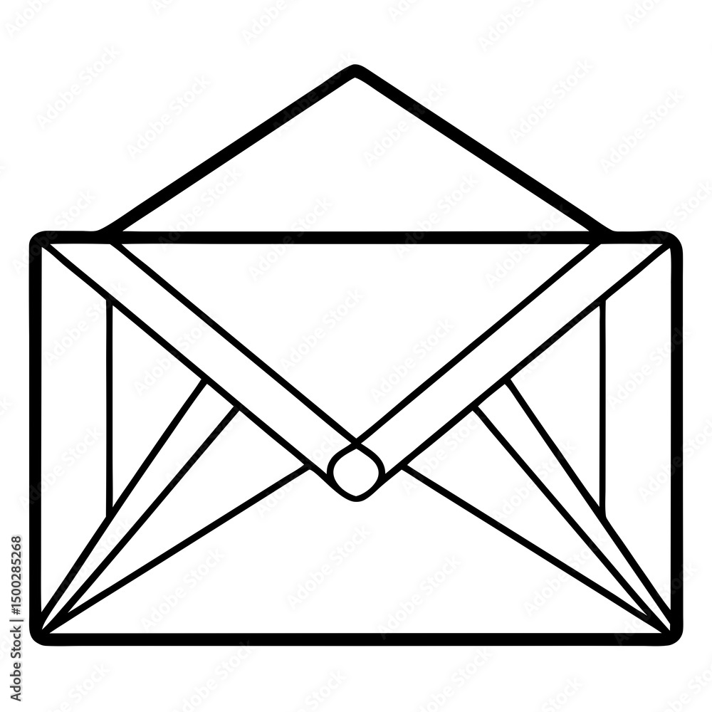 Poster open envelope icon: a minimalistic open envelope outline, clean lines, conveying simplicity and open