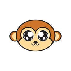 Cartoon monkey face. Vector